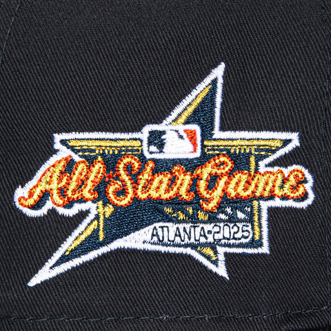 New Era 9Forty A-Frame Atlanta Braves 2025 All Star Game Patch Script Snapback Hat - Navy, Khaki